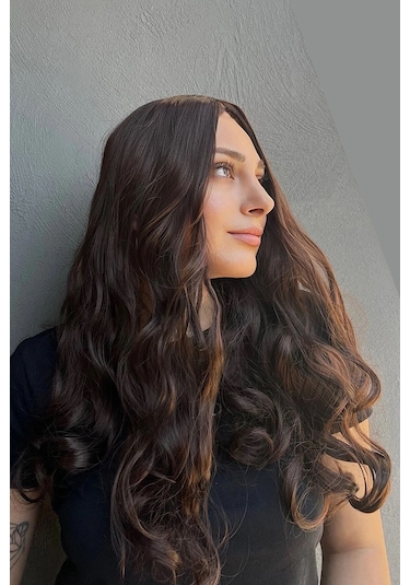 Caş Dekorasyon Kahverengi Renk Dalgalı Çıtçıtlı Peruk