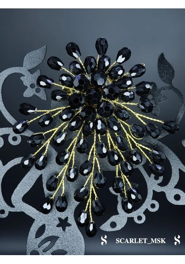 Scarlet Msk Boncuk Siyah Çiçek Broş 227864453 Siyah