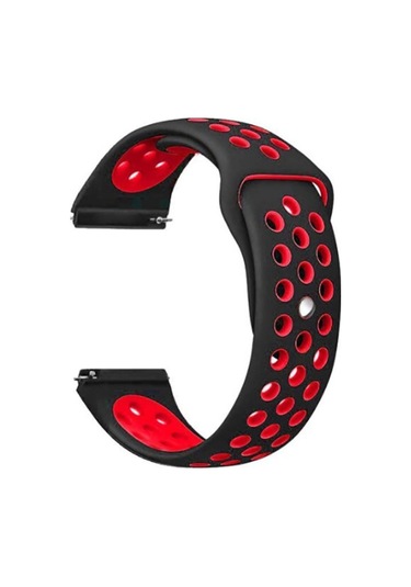 Galaxy Watch Uyumlu 46mm 22mm Krd-02  Kordon-siyah-kırmızı
