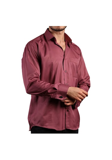 Mürdüm Rahat Kesim Micro Kumaş Kol Düğmeli Regular Fit Erkek Gömlek - 190-23 001