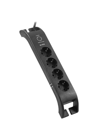 S-Link SPG3041 2xUSB=2.4a 3G1.5mm2 900J 4'lü Akım Korumalı Priz 2 Metre Siyah