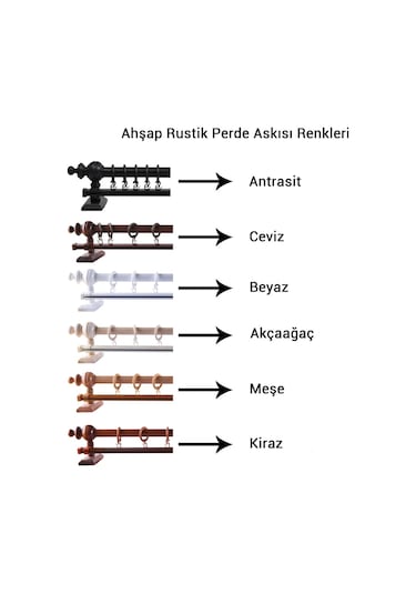 Perdejim Ahşap Rustik Perde Askısı - Rustik Borusu - Raylı Ve Raysız