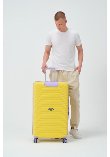Keo-plus Sarı-lila Büyük Boy Silikon Kırılmaz Pp Valiz Sarı - Mor