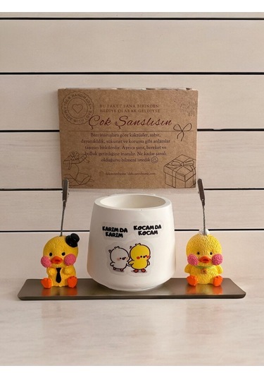 Komik Karımda Karım Kocamda Kocam Temalı Komik Karikatür Baskılı Ve Civciv Not Tutacağı Hediyelik