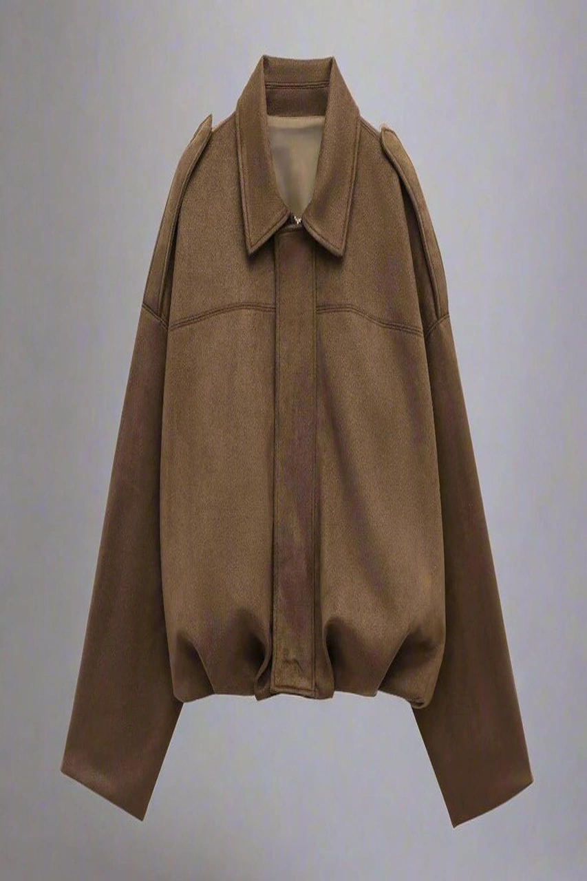 Prifaldi Süet Görünümlü Bomber Ceket Kahverengı