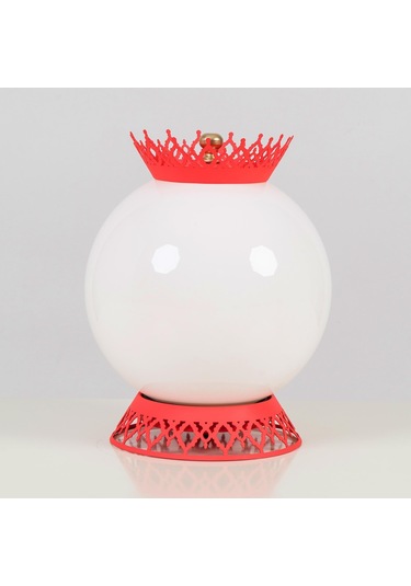 Taçlı Küre Abajur Pembe