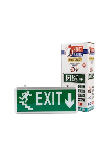 Horoz Robson 3w 160 Lümen Şarjlı Acil Merdiven Aşağı Çıkış Exit Levhası 2'li Paket