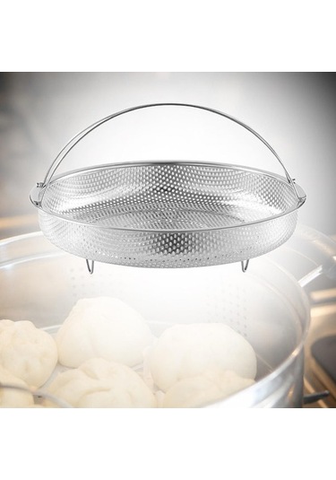 Konesam 25.5cm Çelik 304 Buhar Tepsisi - Evrensel Kullanım, Dairesel Süzgeçli Buhar Mutfak Aleti Çok Renkli