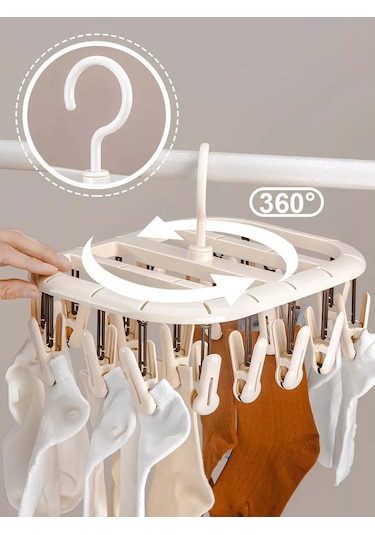 Uutnoe Mestecko Bej Renkli, Mandal Açan 12 Adetli Askılı Çamaşır Kurutma Askısı 250382547 Bej