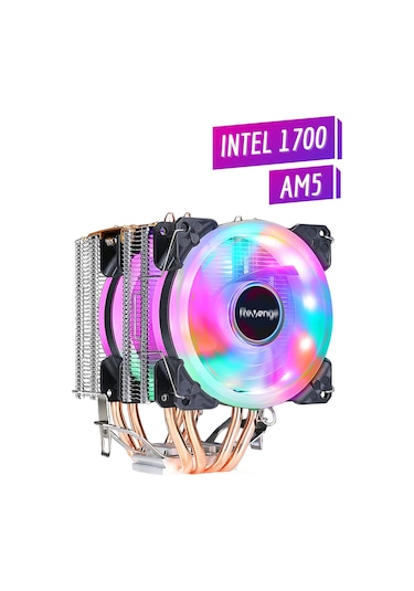 Revenge Cold Frost 602 Kule Tipi 2 Fanlı Rainbow Gaming İşlemci Fanı 4 Bakır Kanallı Cpu Fan Soğutma Sistemi