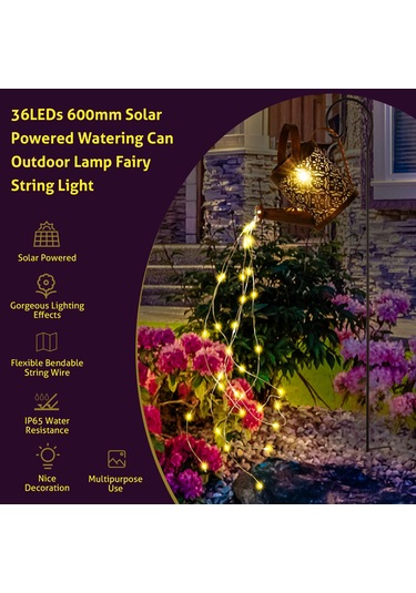 Dofolink B Tipi Güneş Enerjili Sulama Kabi Işıklı Dekorasyon - 36 Led, Ip65 Su Geçirmez, 600mah Şarjlı Pil, Islak Kontrol, Halka İle Teslim Diğer