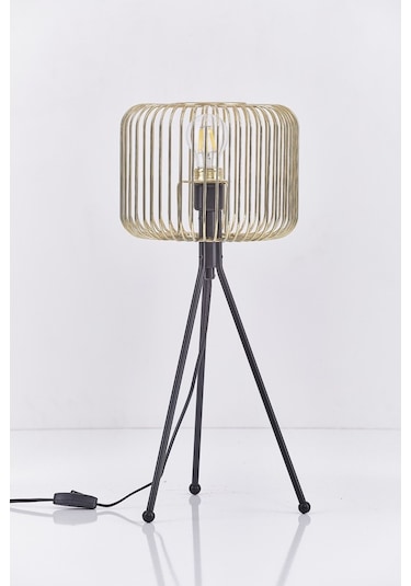 Kafes Tripod Abajur Metal Başlıklı Gold Diğer