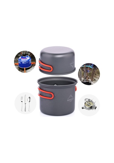 Wıdesea Wsc-101 2 Adet/Takım Kamp Pişirme Gereçler Yürüyüş Piknik Kase Pot Tava Seti Seyahat Kaynağı Fda Sertifikası Yok Bpa Içermez