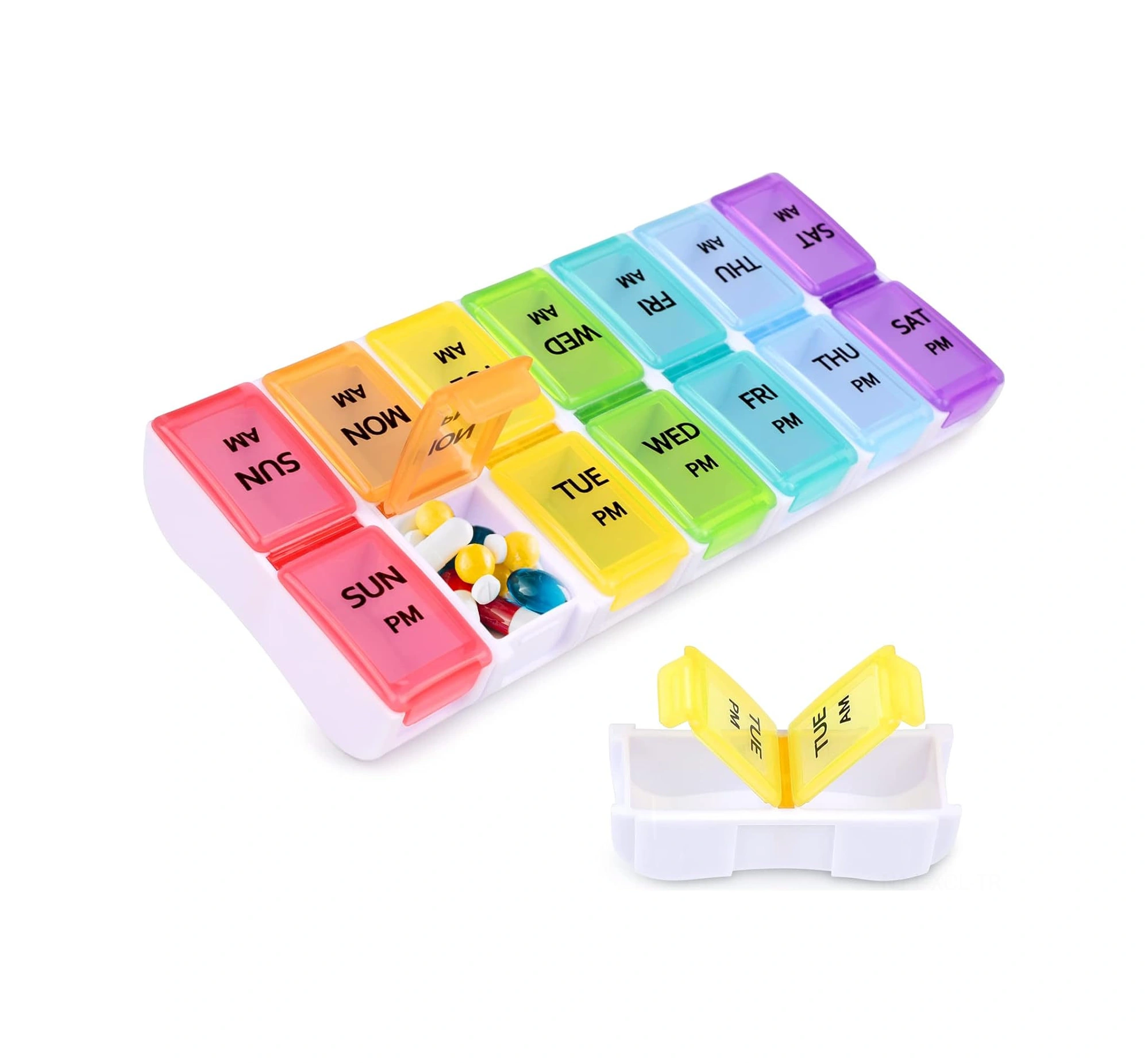 Konesam Haftalık 14 Bölmeli Sağlam Plastik İlaç Kutusu - Su Geçirmez, Parçalanabilir, Gıda Kalitesi Pp Malzeme İle Küçük Ev Aletleri Ve İlaçları Saklamak İçin Beyaz