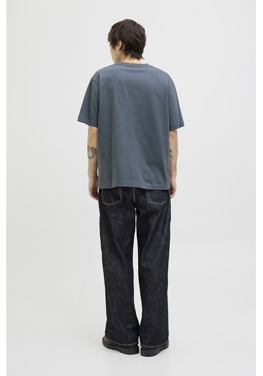 Jack & Jones Erkek Jorıslıngton Bisiklet Yaka Kısa Kollu %100 Pamuk T-shirt 12273157 Gri Gri