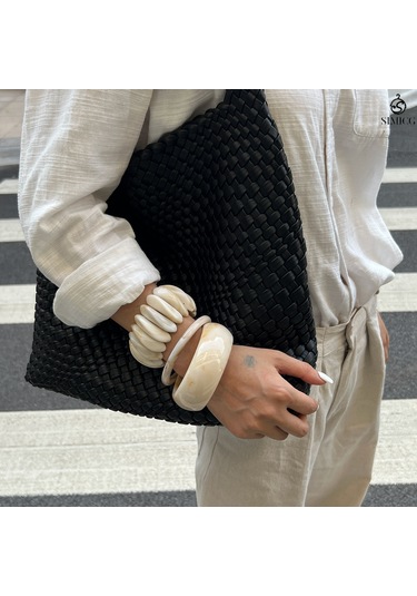 Bohem Stili Çok Katlı İregular Bileklik Seti Beyaz