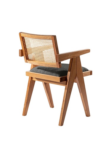 Luna Pergel Hazeranlı Model Hasırlı Natural Ahşap Sandalye Natural - Antrasit