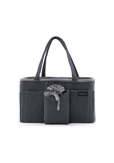 Miniboni Müslin Anne Organizer Çanta - Gri Standart Gri