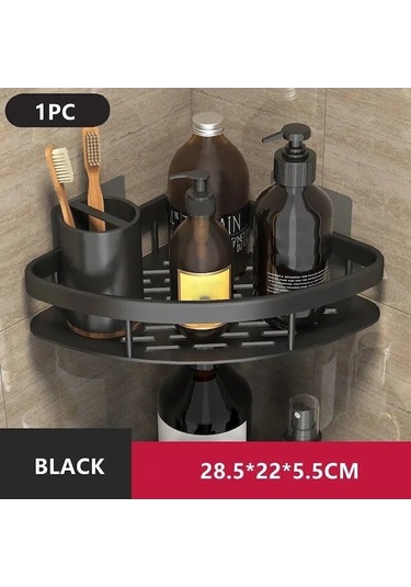 Novahub Siyah Banyo Rafları No-matkap Duvara Montaj Köşe Raf Duş Depolama Raf Tutucu Wc Şampuan Organizatör Banyo Aksesuarları Siyah Siyah