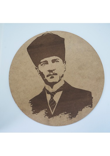 Ahşap Duvar Tablosu Gazi Mustafa Kemal Atatürk Portresi Tablosu Dekoratif Duvar Dekoru 32x32
