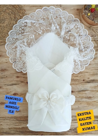 Kumru Kristal Kı Bebek Kundağı Unisex Bebek Dış Kundak Battaniyesi Hastane Çıkışı Kundak Battaniye Ekru