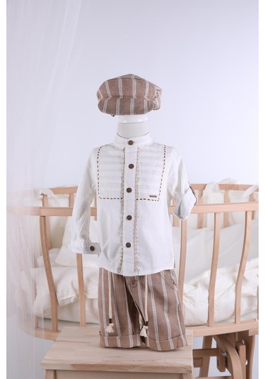 Babyhola Şapkalı Gömlek Şort Erkek Çocuk Yazlık Takım 2709 001