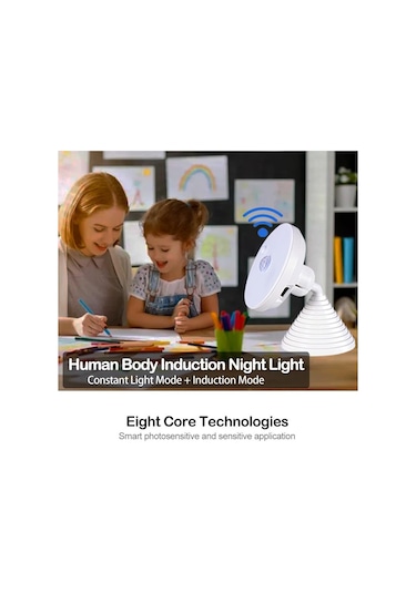 Beyaz Led Usb Şarj Pır Kızılötesi Sensör Gece Lambası Dolaplar, Aile Yatak Odaları, Koridorlar İçin Uygun 8 Lamba Yuvası Beyaz