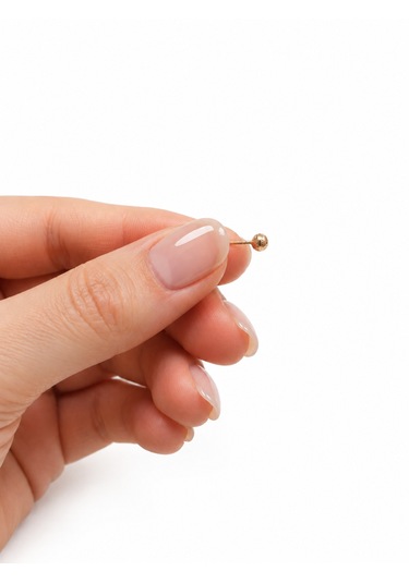 4 Mm Altın Cilalı Top Küpe Minimal Günlük Kadın Küpe 0,48 Gr