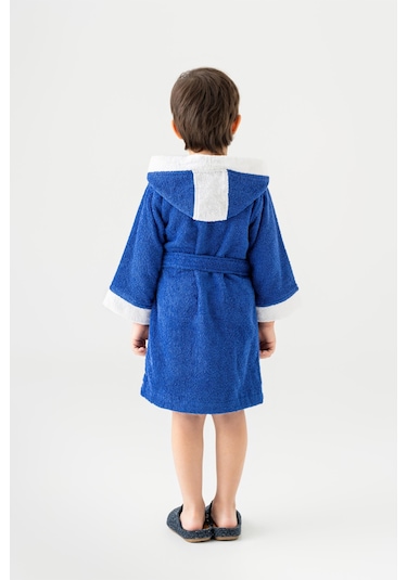 Soley Pueri %100 Pamuklu Unisex Çocuk Bornozu Saks Mavi