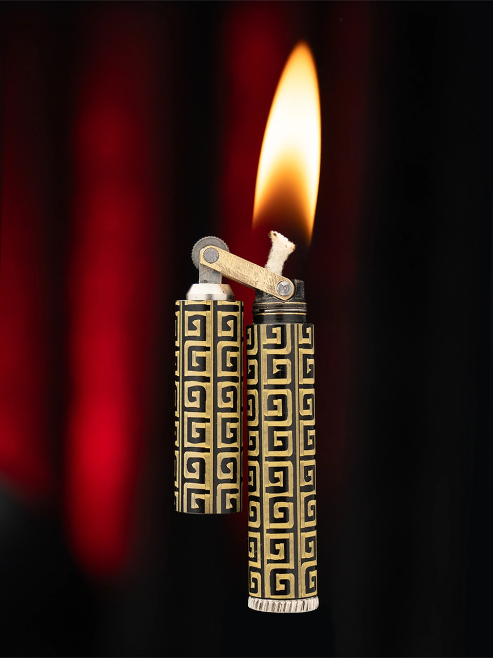 Caka Lighter Labirent Desen Çakmak Gold - Siyah