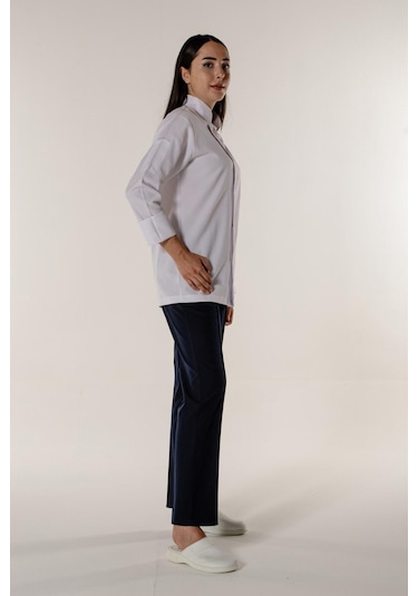 Beyaz Aşçı Ve Mutfak Şef Ceketi Gizli Çıtçıtlı-beyaz