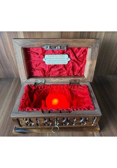 Anneler Günü Hediyesi Ceviz Ağacından Özel Takı Sandığı Işıklı Kalpli Ve Kişiye Özel İsimli