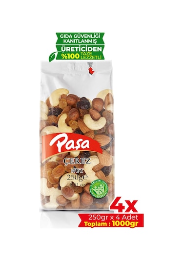 Paşa Kuruyemiş Çiğ Karışık Naturel Kuruyemiş 4 x 250 G