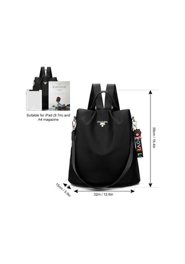 Geeksen Kadın Nylon Anti-calım Çift Omuz Çanta, Çoklu Cepli, Su Geçirmez, Okul/seyahat/alışveriş İçin, Siyah + Hediye Askı Çok Renkli