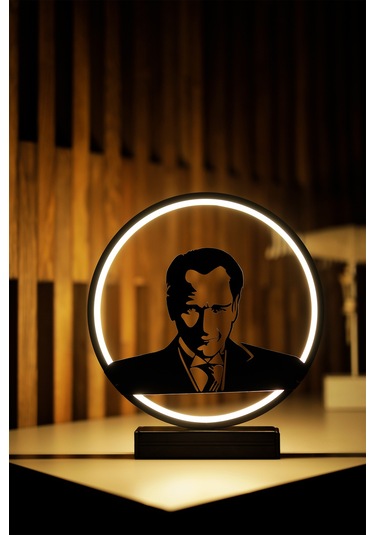 Modern Atatürk Portre Metal Led Masa Lambası Dekoratif Gece Lambası Özel Tasarım Işıklı Obje Mustafakemal