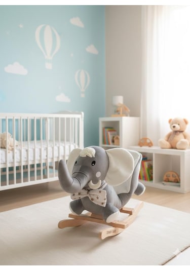 Tommybaby Egitici Peluş Sallanan At Ahsap Sallanan At Fildişi