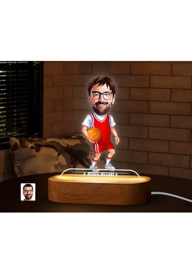 Bk Gift Kişiye Özel Basketbolcu Karikatürlü Dekoratif 3d Biblo Led Işıklı Gece Lambası-1, Arkadaşa Hediye Kobitmeyen138301 Bk Gift