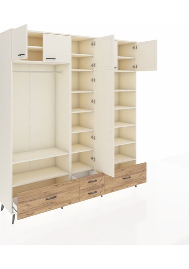 Hyperion Dolap 18 Raflı 4 Çekmeceli Tek Askılı 220x44x243 Aytaşı-aytaşı/çam Aytası/atlas Çam