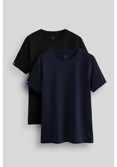 Tommylife Standart Fit Basic O Yaka 2li Paket Siyah-lacivert Erkek T-shirt - 87911 Siyah-Lacivert