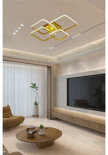 Ey Shop Eskitme 4 Lü Kare Model 3 Renk Led Avize Eskitme Gold