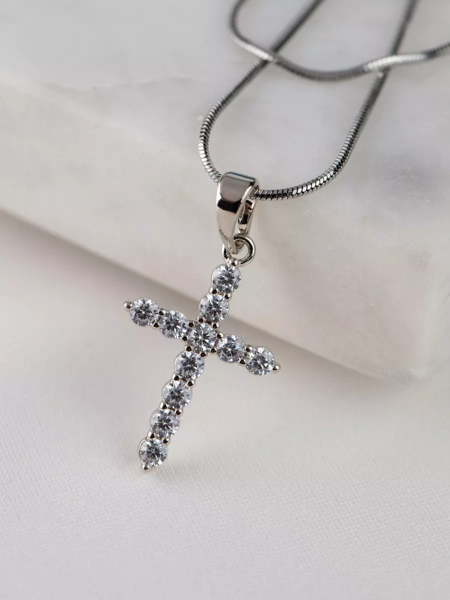 Xuping Kadınlar İçin Haçlı Boyun Zinciri, Medikal Alaşım 178086202 Gri