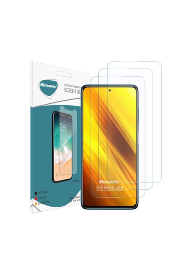 Microsonic Xiaomi Poco X3 Pro Screen Protector Nano Glass Cam Ekran Koruyucu 3 Pack