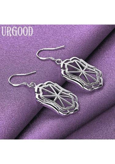 925 Ayar Gümüş Geometrik Damla Küpe Moda Takı