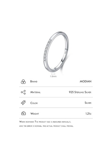 Modian 925 Ayar Gümüş Temizle Zirkonya İstiflenebilir Yüzük Kadınlar Için Yıldönümü Düğün Band Basit Güzel Takı Hediye