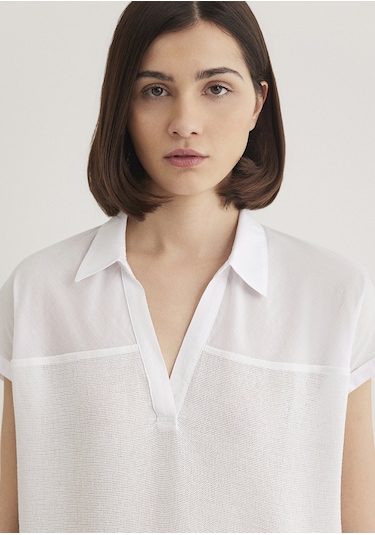 Mavi - Kısa Kollu Beyaz Bluz 1210801-620 Beyaz