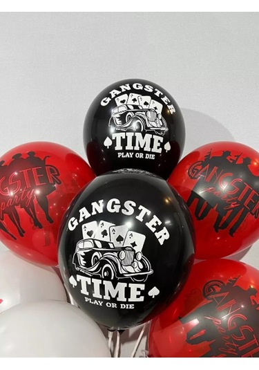 Riota Gangster Parti İçin Balon Seti 15 Adet 244024849 BEYAZ