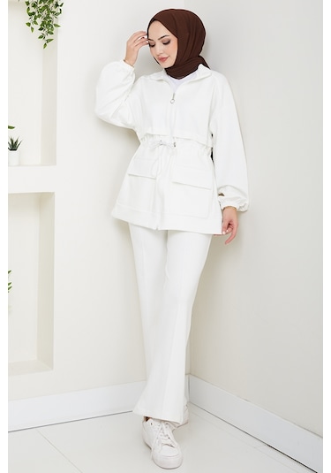 Kapak Cepli Oysho İkili Takım 1652 - Beyaz Beyaz