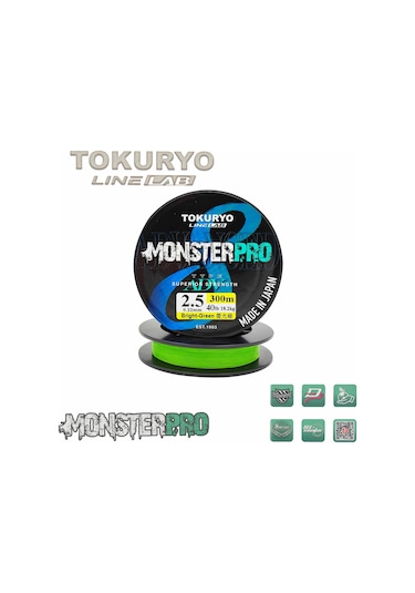 Tokuryo Lıne Lab Monsterpro X8 2.5pe 0.22mm 40ıb 18.2kg Bright-gr
