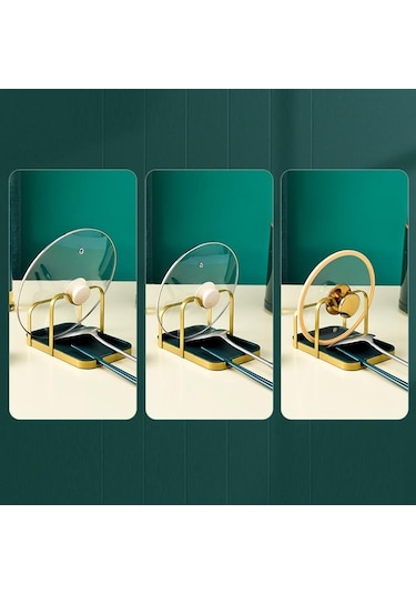 Pembe Ve Siyah Paslanmaz Çelik Tencere Kapağı Tutucu Raf Standı Çok Fonksiyonlu T Depolama Damlama Tepsisi Bulaşık Sepeti 56640124 Pembe - Siyah