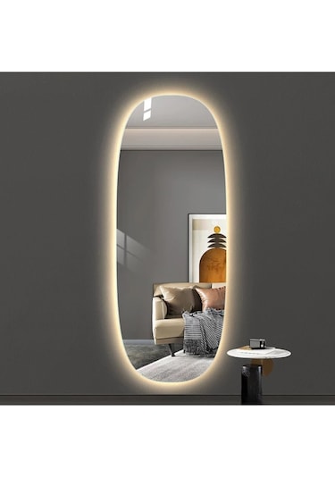 Boy Aynası Ledli Dokunmatik Flora Aura Dekoratif Boy Aynası Ledli Dokunmatik Ghu-01 Beyaz